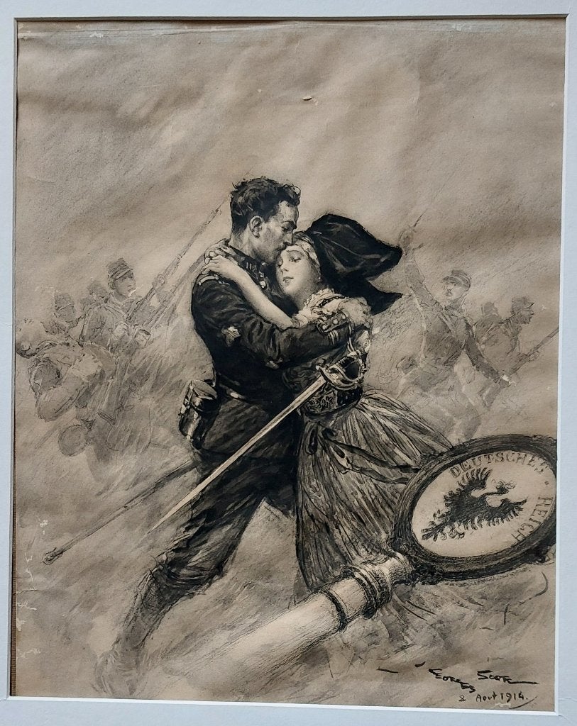 George Scott, originele prent Eerste Wereldoorlog, 1914., Ophalen, Militair, Overige technieken, 1900 - 1949