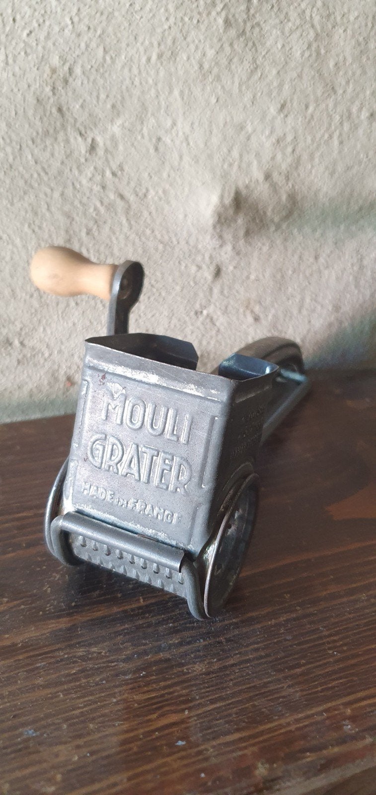 oude franse " Mouli Grater" draairasp kaas kruiden rasp, Ophalen of Verzenden