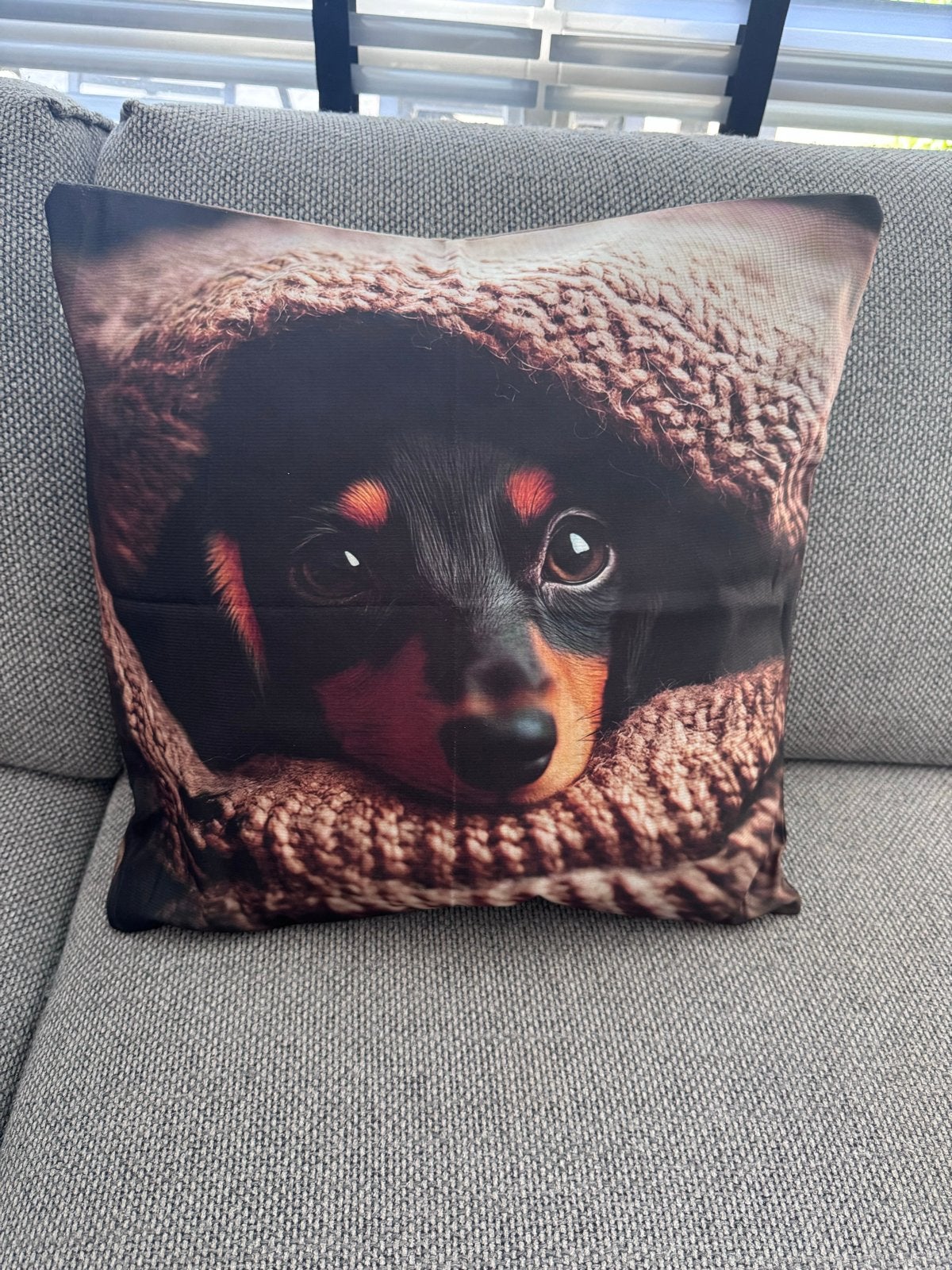 Teckel Kussenhoes 45x45cm - Dubbelzijdig Bedrukt & Zacht, Meerkleurig, Nieuw, Ophalen of Verzenden, Dubbelzijdig