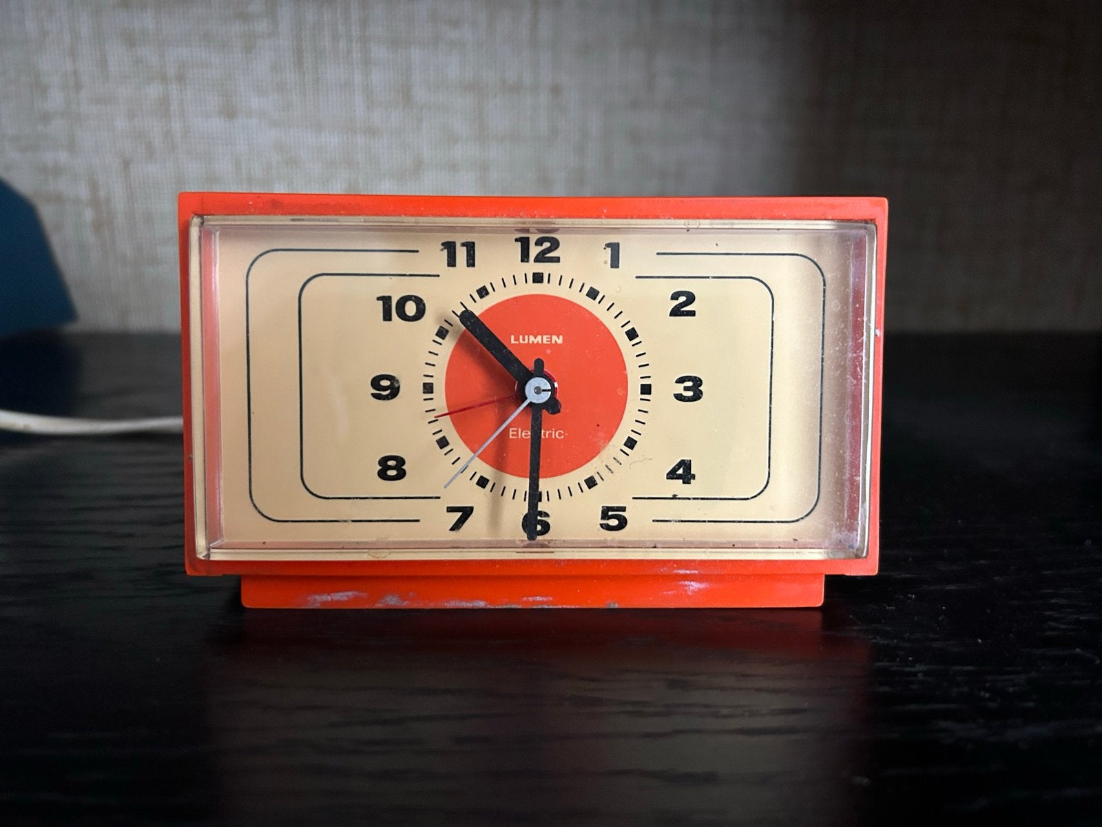 Vintage Lumen Electric wekker - Oranje retro design, Ophalen of Verzenden