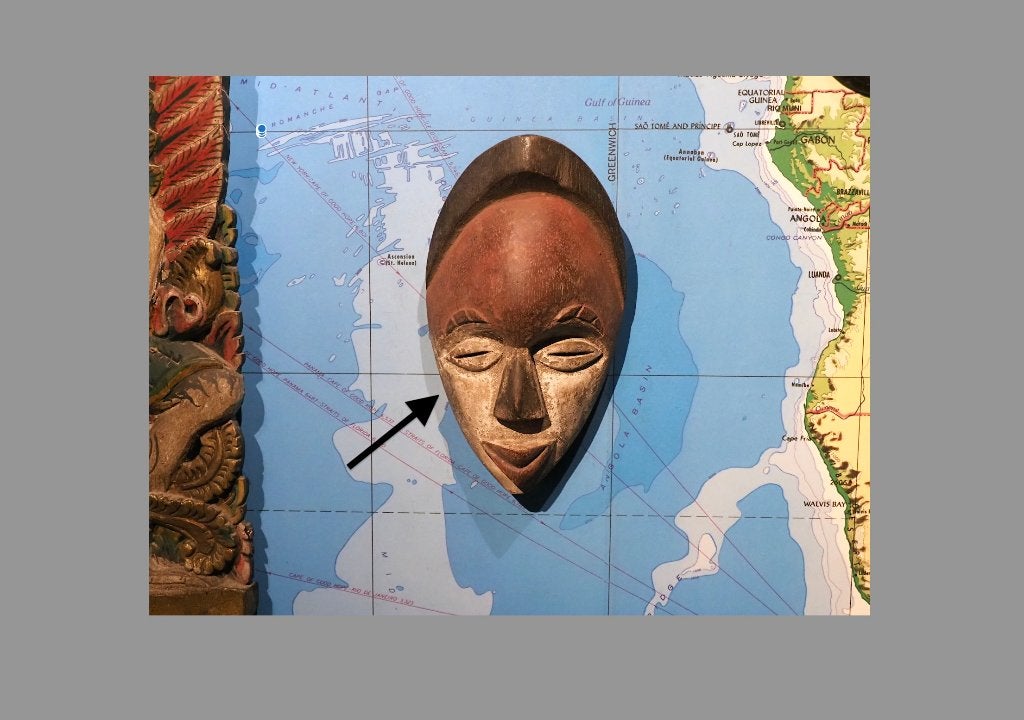 Uit eigen collectie: Vouvi masker Gabon (170617-13), Hout, Afrika, Masker, 23 cm