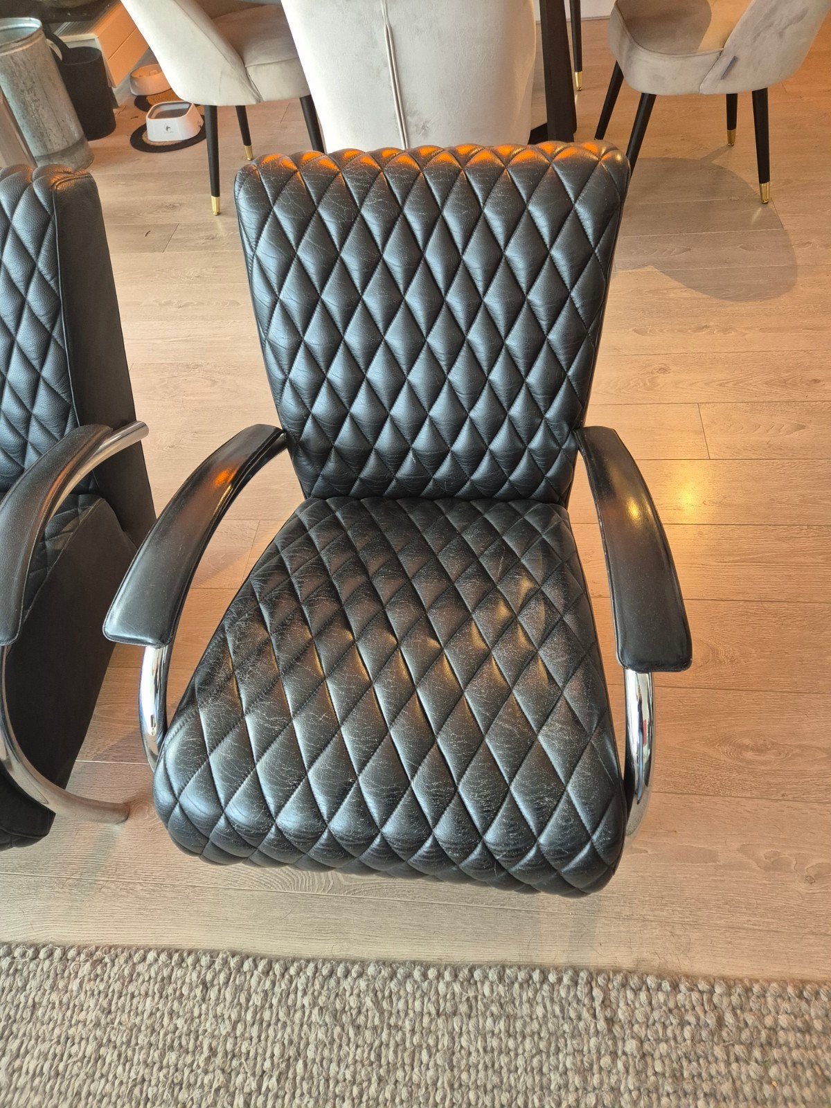 Prachtige Italiaanse Molinari academie fauteuil, Ophalen, Leer, Twee