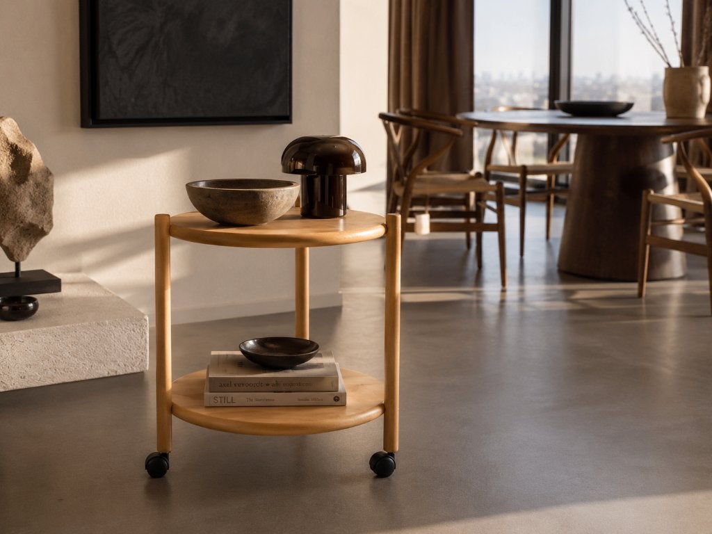 Deens Design Esdoorn serveerwagen trolley, Ophalen, Zo goed als nieuw