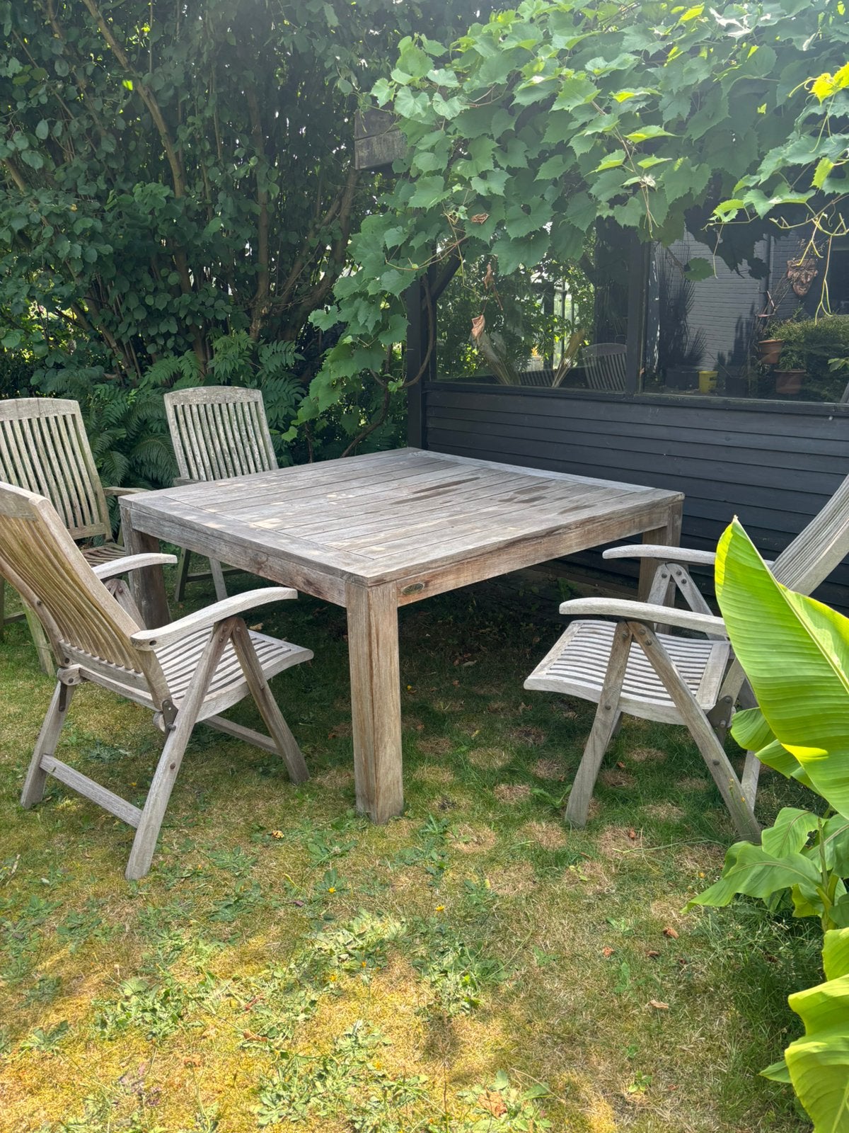 Teakhouten tuinset vier personen, Tuin en Terras, Tuinsets en Loungesets, Ophalen, 4 zitplaatsen, Eettafel, Teakhout