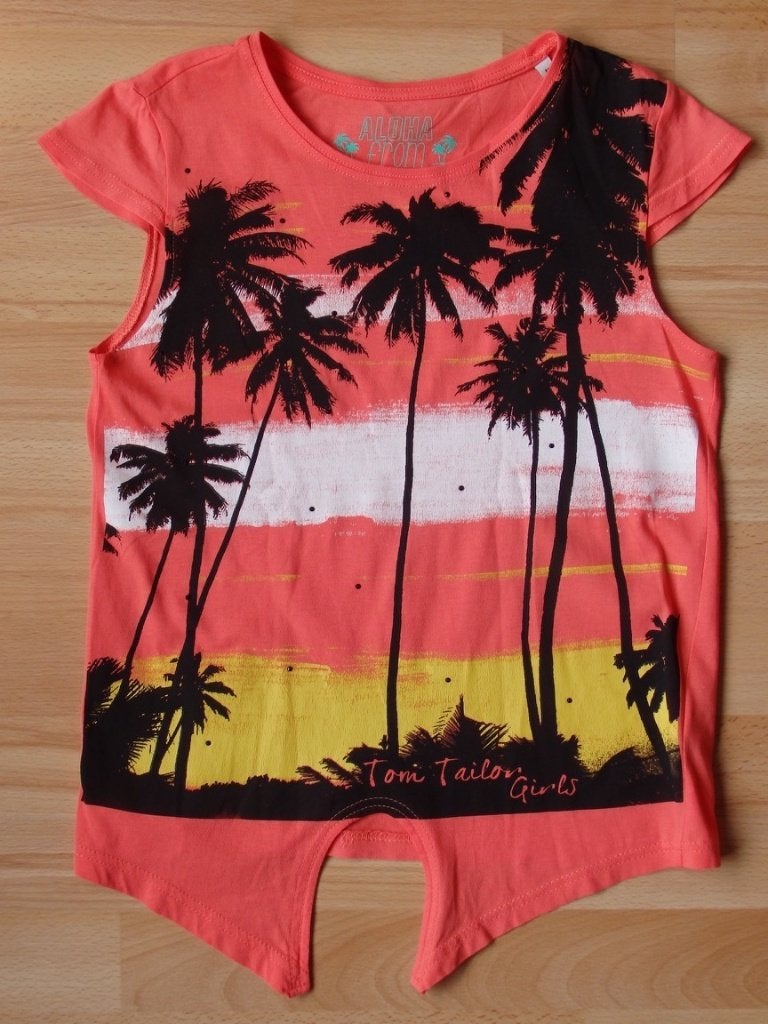 T-shirt Tom Tailor palmbomen maat 152, Gebruikt, Meisje, Shirt of Longsleeve, Ophalen