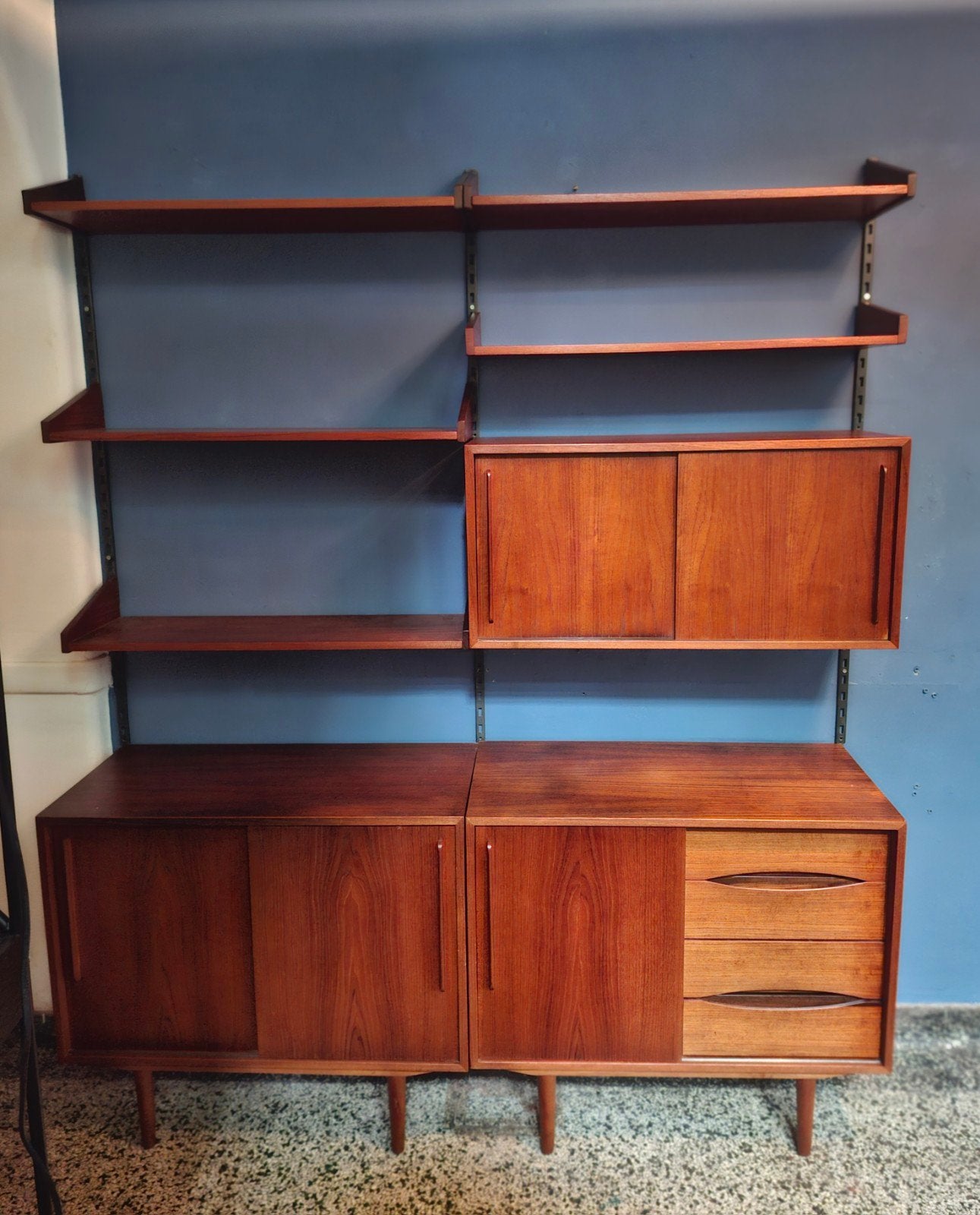 Mooi modulair wandsysteem teak, Ophalen of Verzenden, 25 tot 50 cm