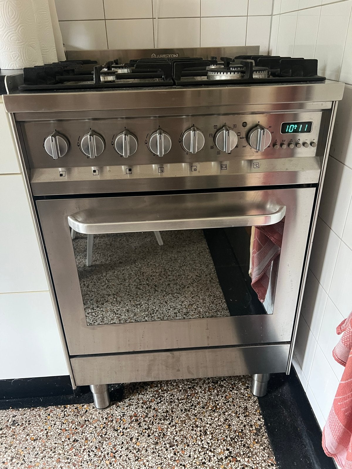 Ariston gasfornuis met oven - RVS, Ophalen, Gebruikt, 60 cm of meer, 4 kookzones