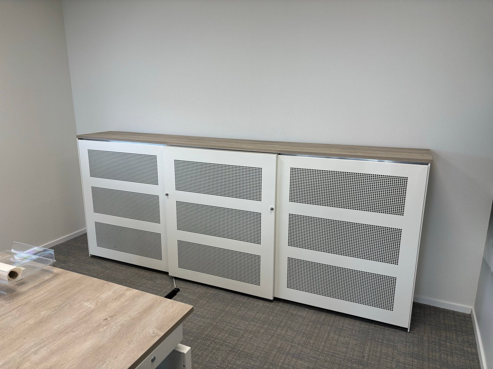 Lage kast met geperforeerde deuren - 300x45x125 cm, Ophalen, Gebruikt, 200 cm of meer, Metaal