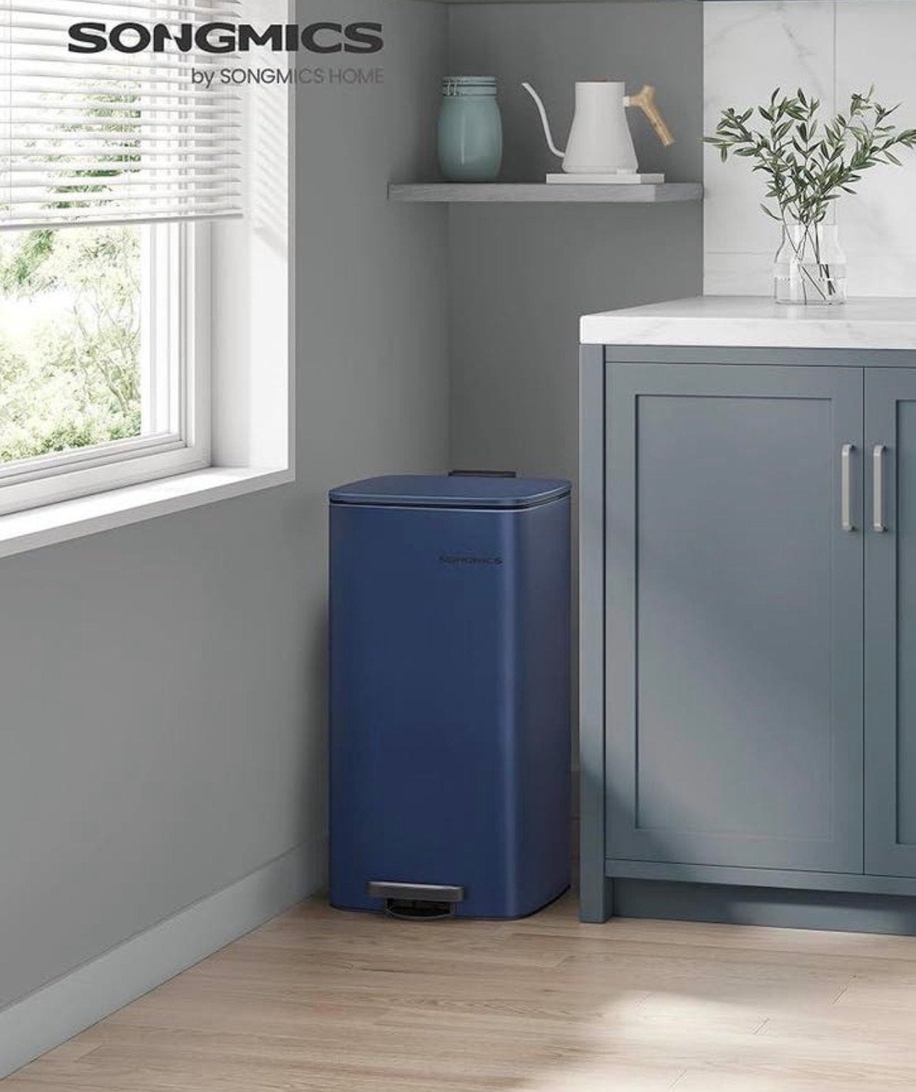 Songmics Pedaalemmer 30L - Blauw - Stijlvol & Praktisch NEW, Huis en Inrichting, Woonaccessoires | Prullenbakken, Met pedaal, Nieuw