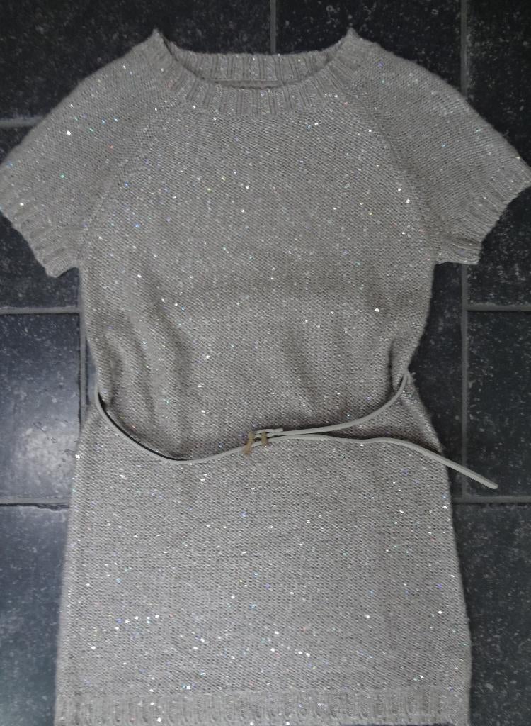 Jurk maat 158 - trui jurk zilver/ glitter met riem van YD, Meisje, Ophalen of Verzenden, Zo goed als nieuw, Jurk of Rok