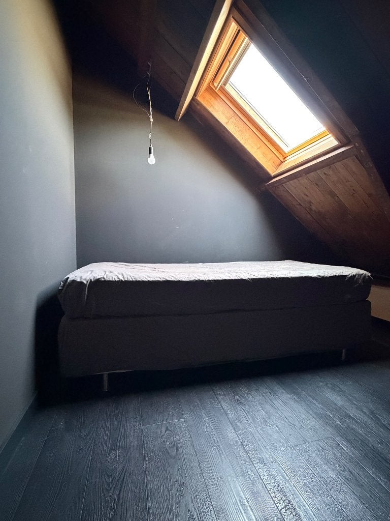 1-persoons boxspring, 60 cm hoog, Ophalen, Gebruikt, 90 cm, Eenpersoons