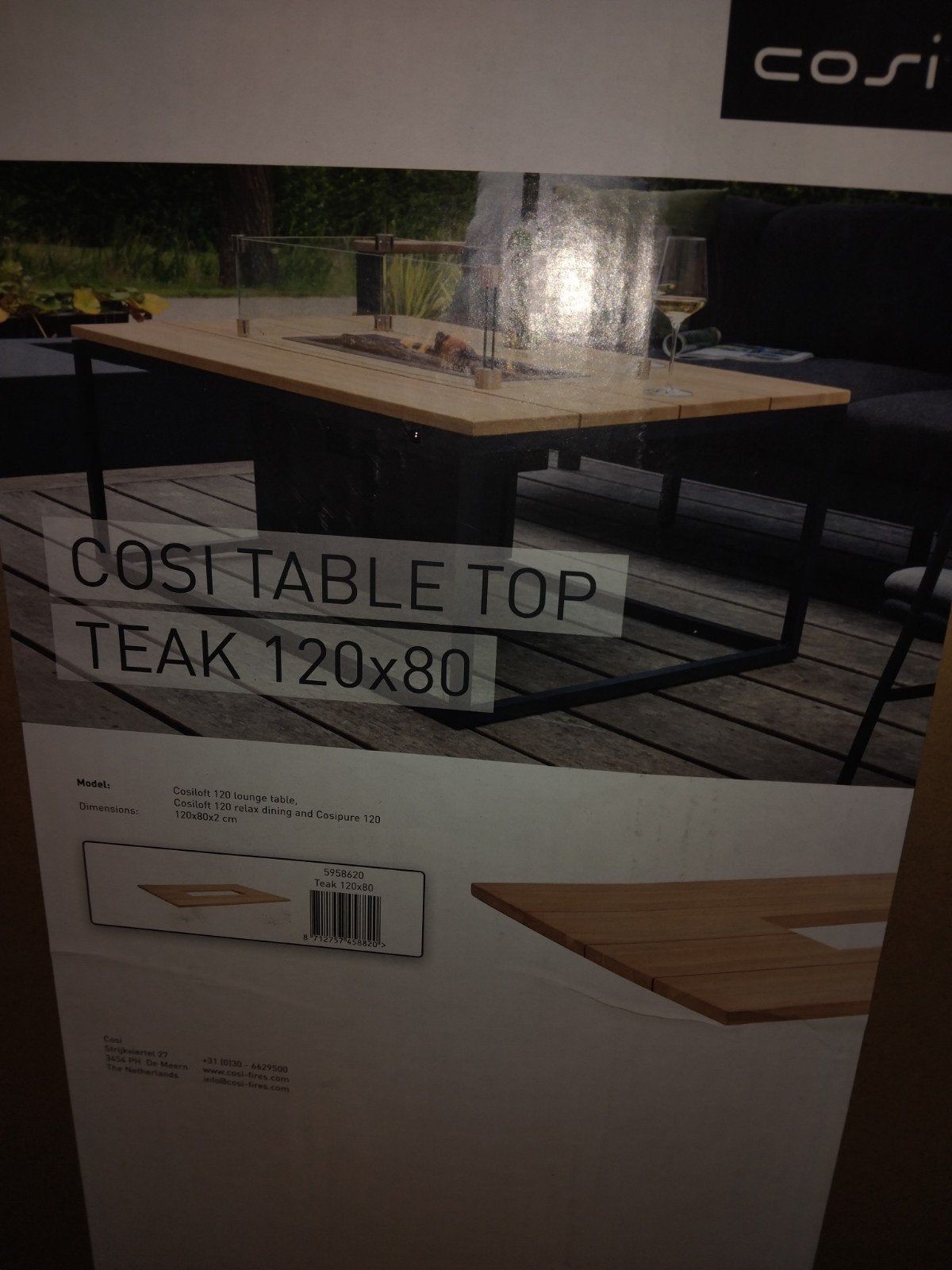 Cosi Fire statafel - Cosiloft 120 Teak, Ophalen of Verzenden