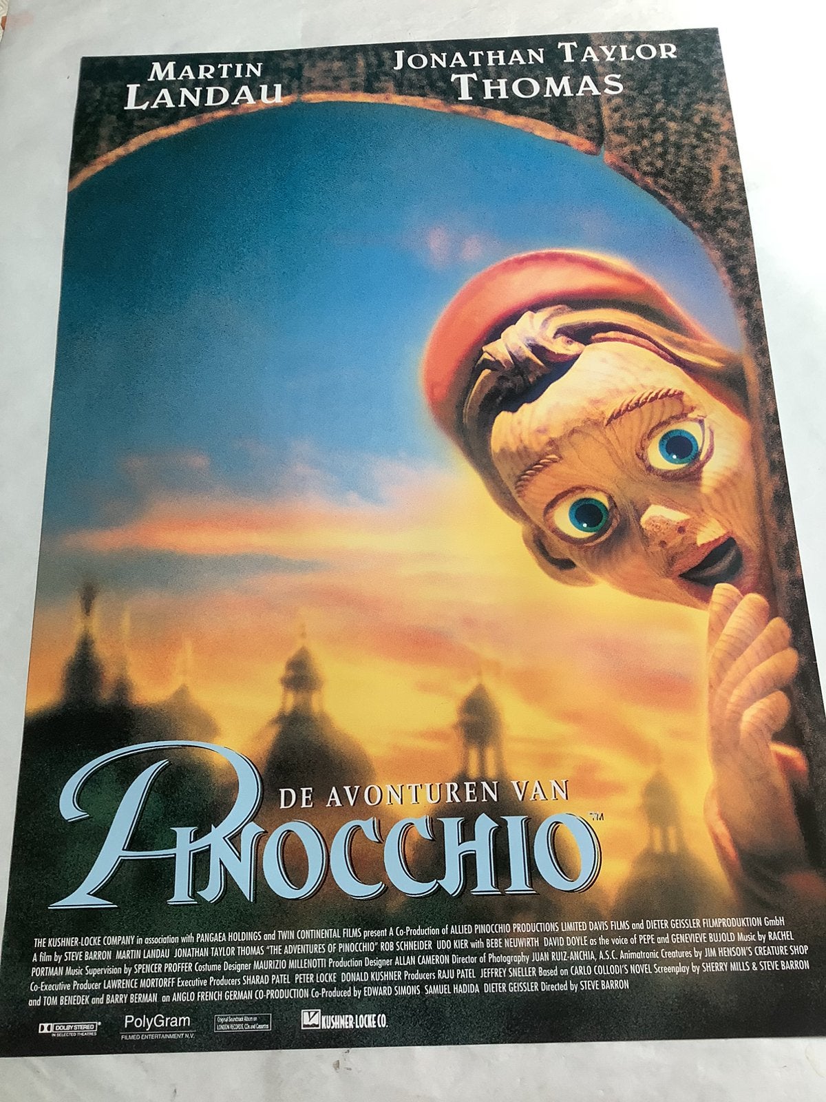 PINOCCHIO   FILMPOSTER   70-100 cm, Verzenden, Zo goed als nieuw, Deurposter of groter, Film en Tv