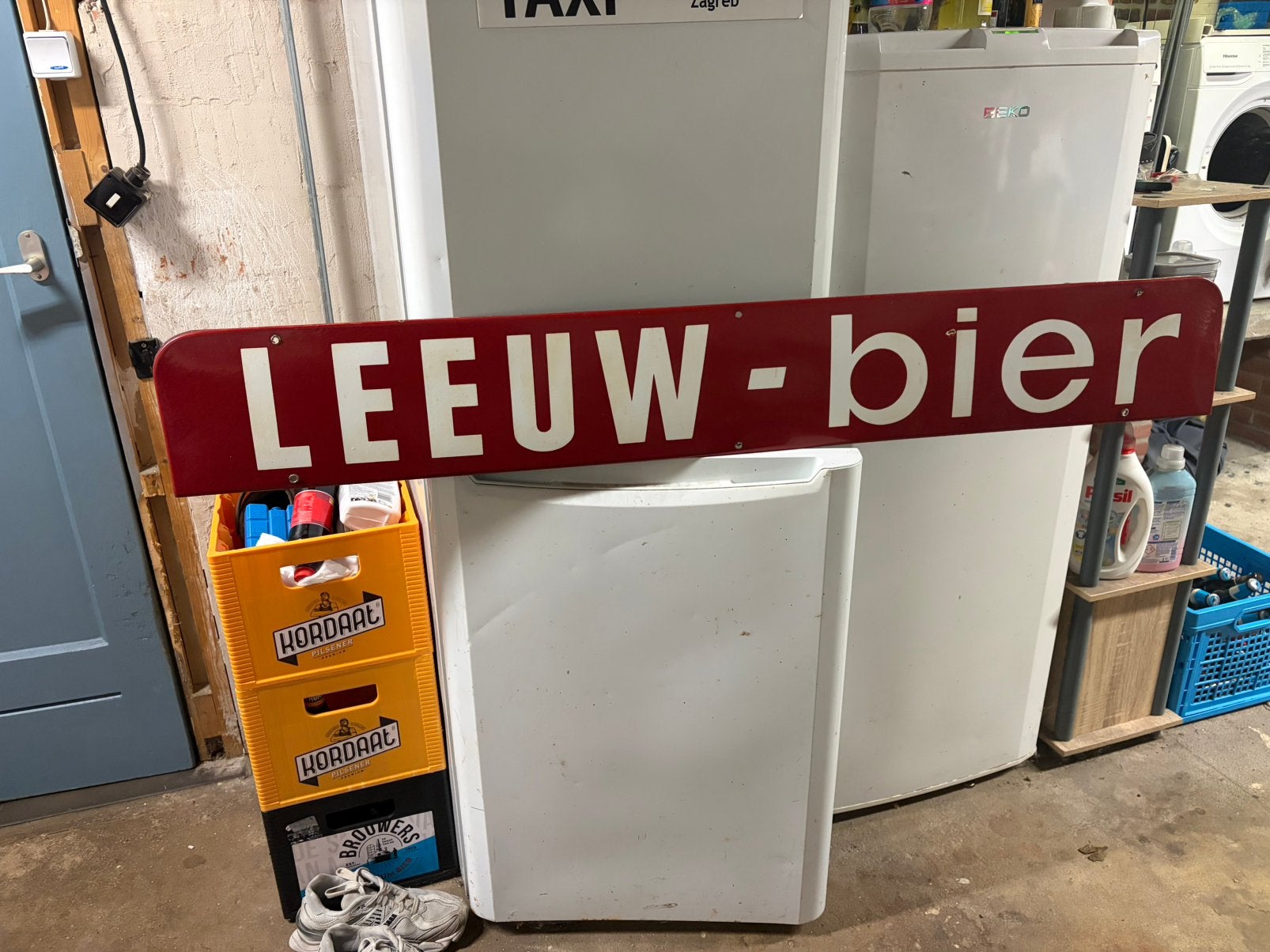 Leeuw bier emaille reclamebord, Ophalen, Gebruikt, Reclamebord