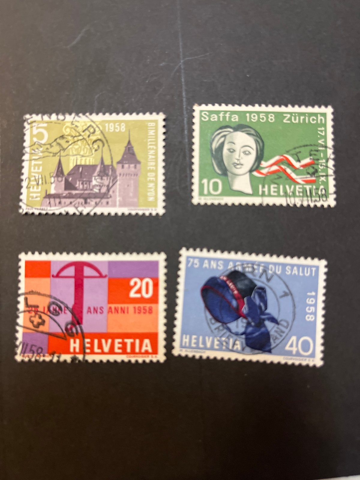 Zwitserse postzegels 1958 - gestempeld 4 michel 653-656, Postzegels en Munten, Ophalen of Verzenden, Gestempeld