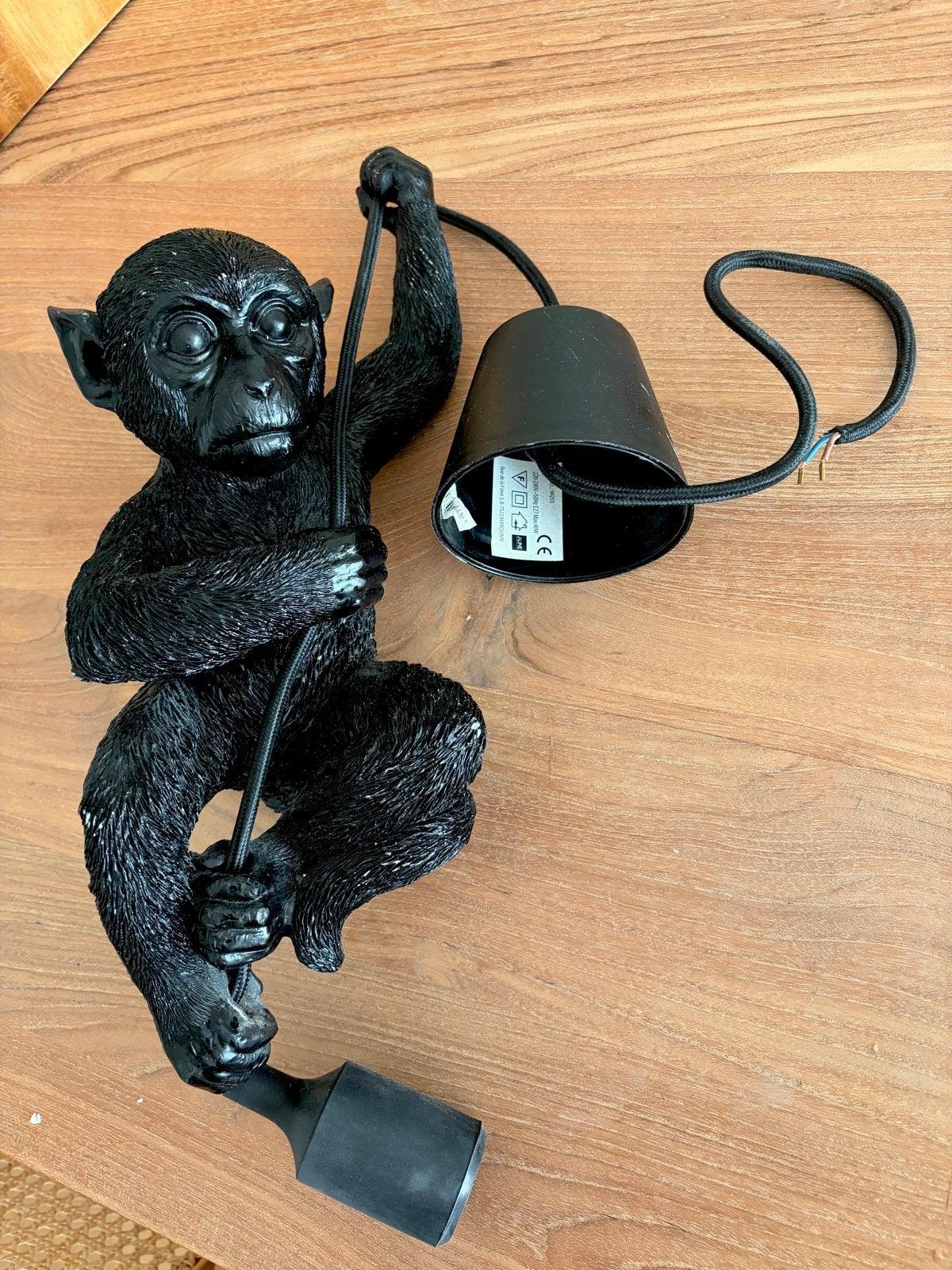 Aap lamp - Zwarte hanglamp in de vorm van een aap, Overige merken, Gebruikt, Kunststof, Zwart