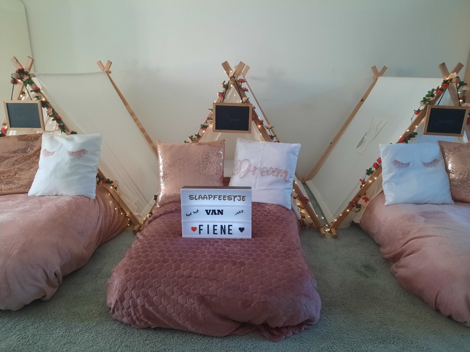 Rosé Gold/Tipi slaapfeestje /kinderfeestje / tipitent, Ophalen, Zo goed als nieuw, Verjaardag