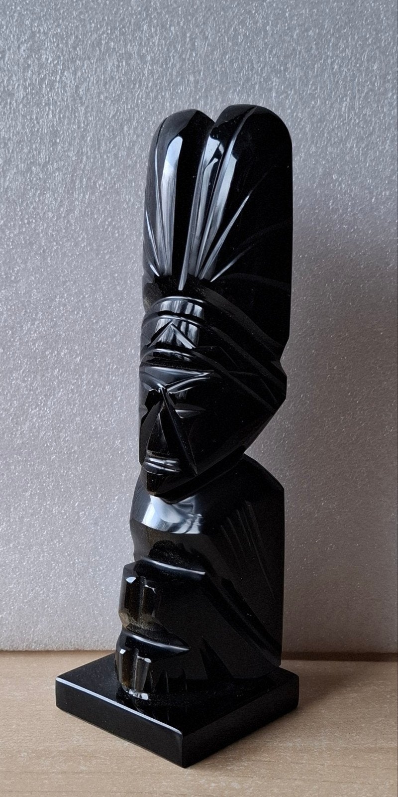 Azteeks Maya beeldje, God vd Gezondheid., Glas, Minder dan 20 cm, Ophalen of Verzenden, Zwart