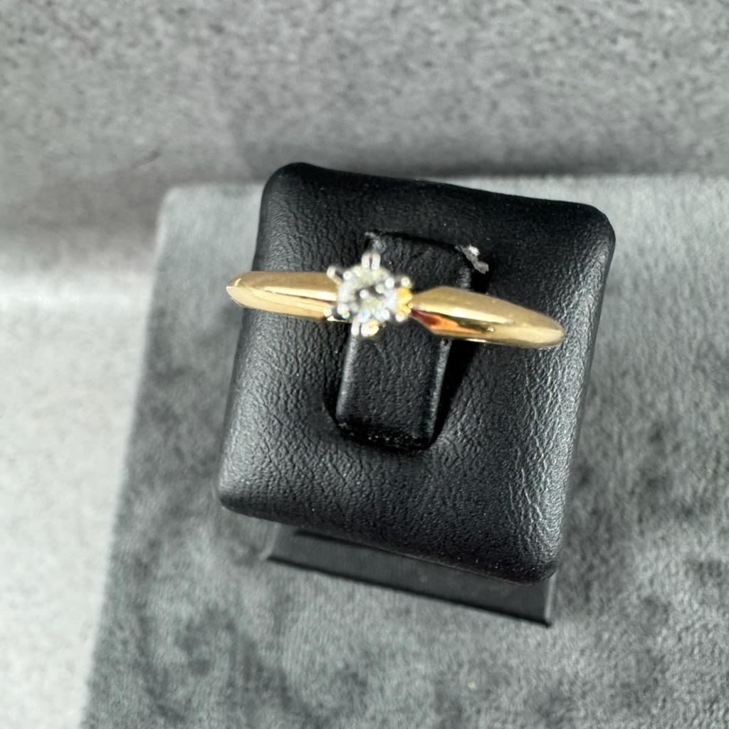 Gouden Ring | 14k* | 1,63g |solitair briljant |17,25| 404681, Sieraden, Tassen en Uiterlijk, Ringen, Gebruikt, Ophalen of Verzenden
