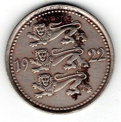 26-1790 Estland 5 mark 1922, Ophalen of Verzenden, Overige landen, Losse munt