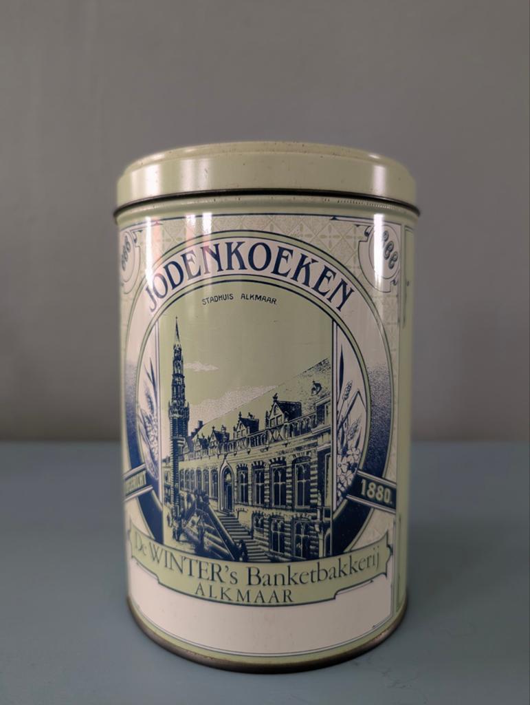 Vintage Jodenkoeken blik De Winter's Banketbakkerij Alkmaar, Verzamelen, Blikken, Verzenden, Gebruikt, Koek(jes), Overige merken