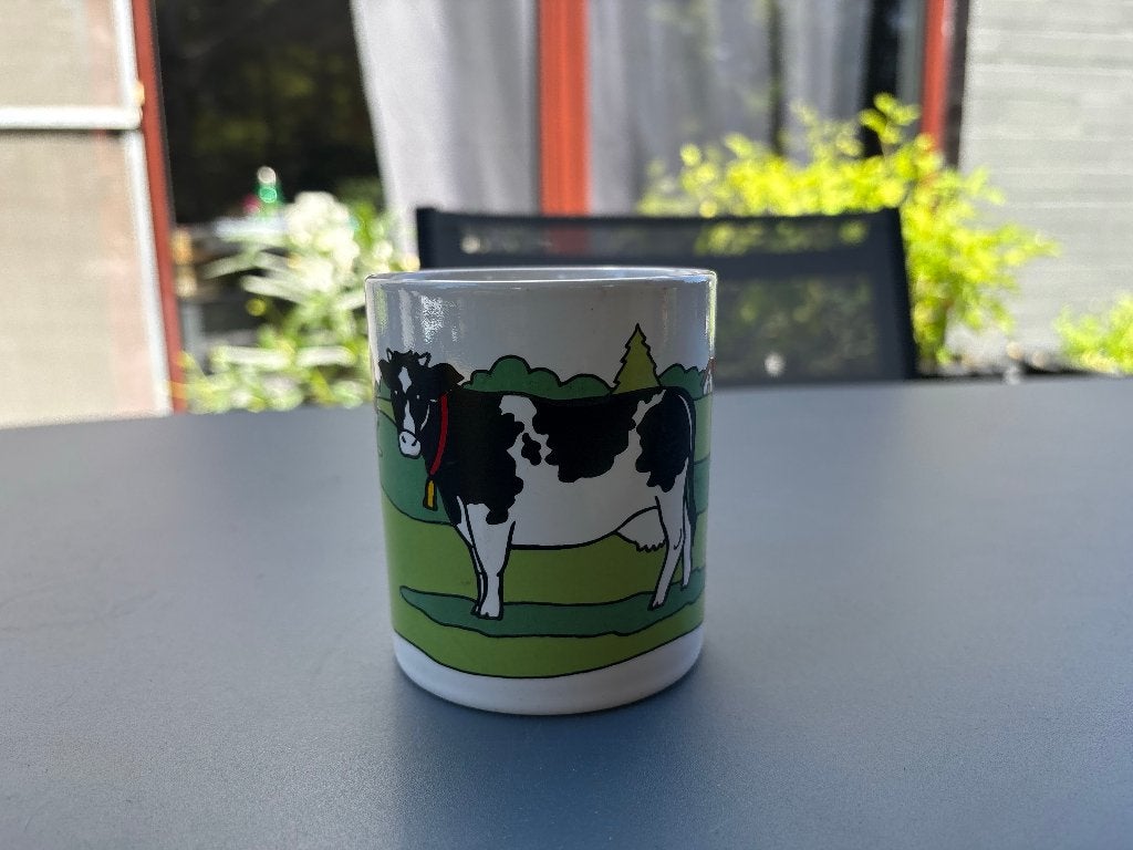 Vintage Chupa Chups Mok / Beker - Koeien in Weide, Ophalen of Verzenden, Zo goed als nieuw, Porselein, Kop en/of schotel