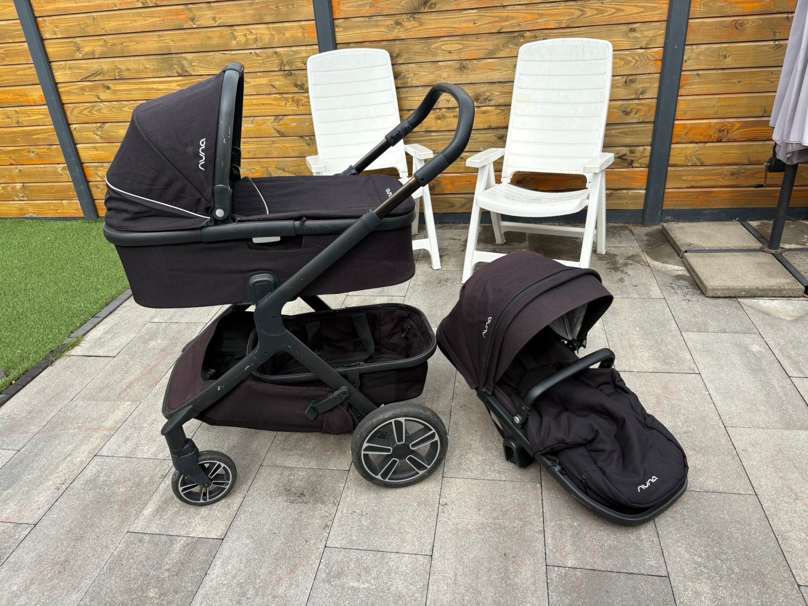 Nuna Demi Grow kinderwagen - Zwart, Gebruikt, Verstelbare duwstang, Ophalen, Kinderwagen