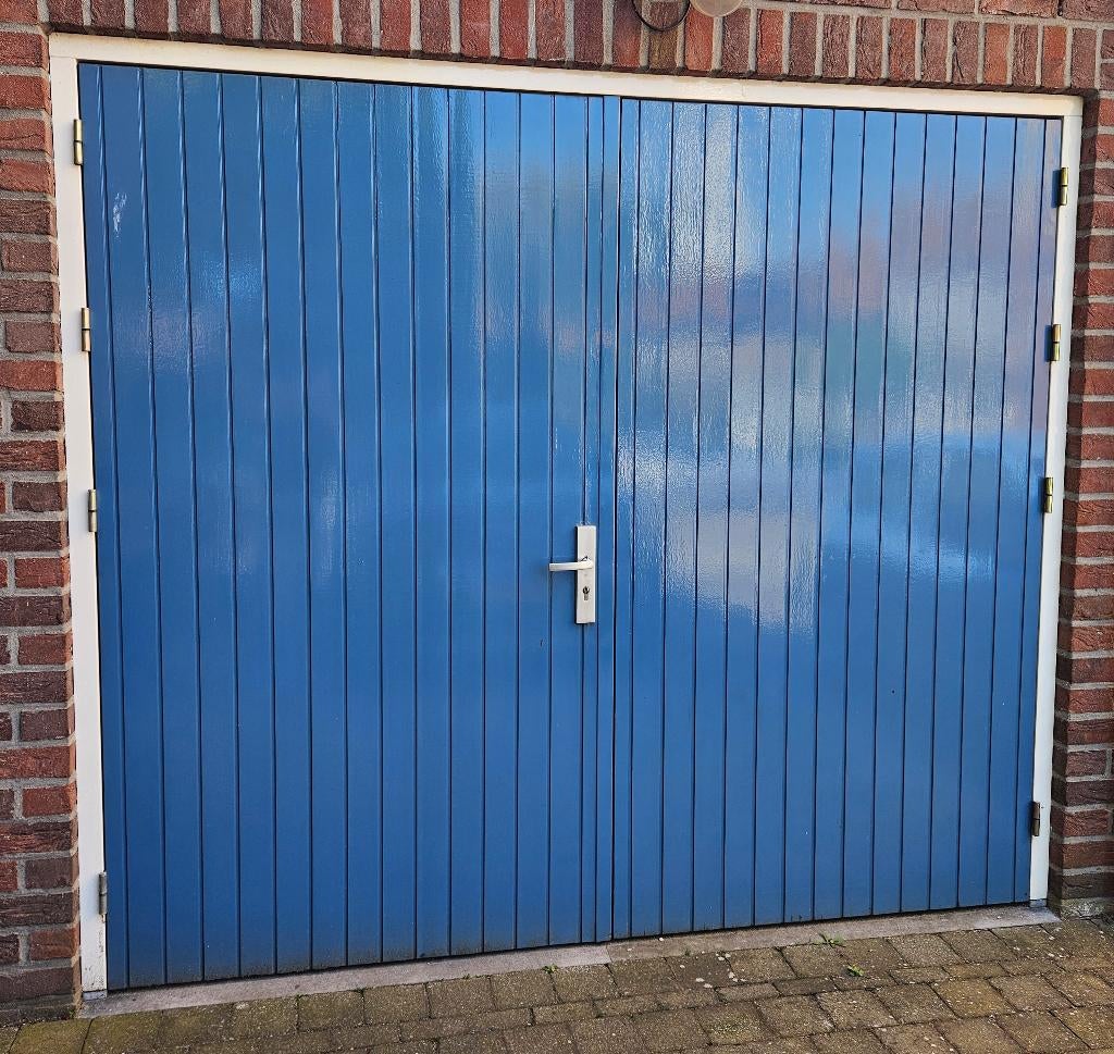 Houten openslaande garagedeuren, Ophalen, Gebruikt, 120 cm of meer, Garagedeur