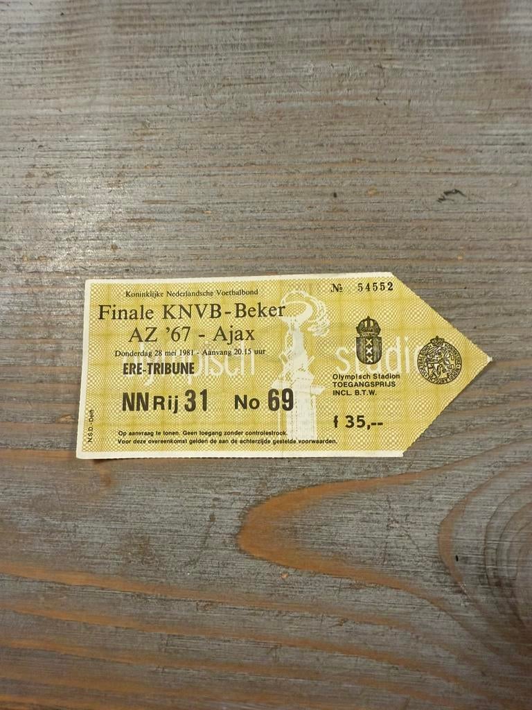 Ajax toegangskaartjes finale knvb beker 1981 tegen az, Verzamelen, Ophalen of Verzenden, Zo goed als nieuw, Ajax