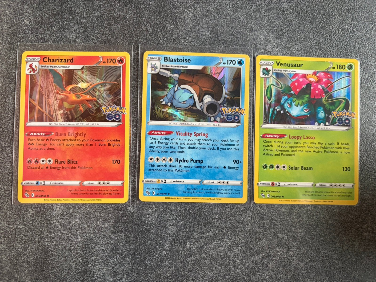 Charizard Blastoise Venusaur Holo Set Pokémon Go, Ophalen of Verzenden, Zo goed als nieuw