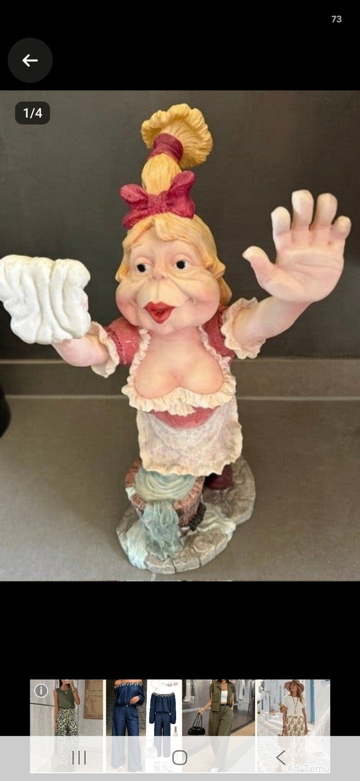 Laaf beeldje Efteling - De Ramenlapster 45 cm hoog, Verzamelen, Ophalen of Verzenden, Zo goed als nieuw, Beeldje of Poppetje