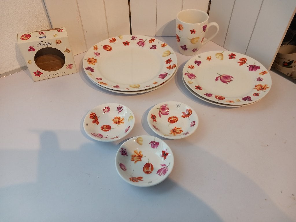 JBS servies Tulips, Keramiek, Overige typen, Ophalen of Verzenden, Zo goed als nieuw