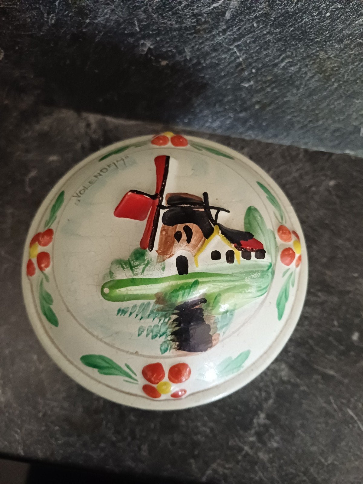 Antiek Volendam Crisis Aardewerk Dekselpotje - 11 cm, Ophalen of Verzenden