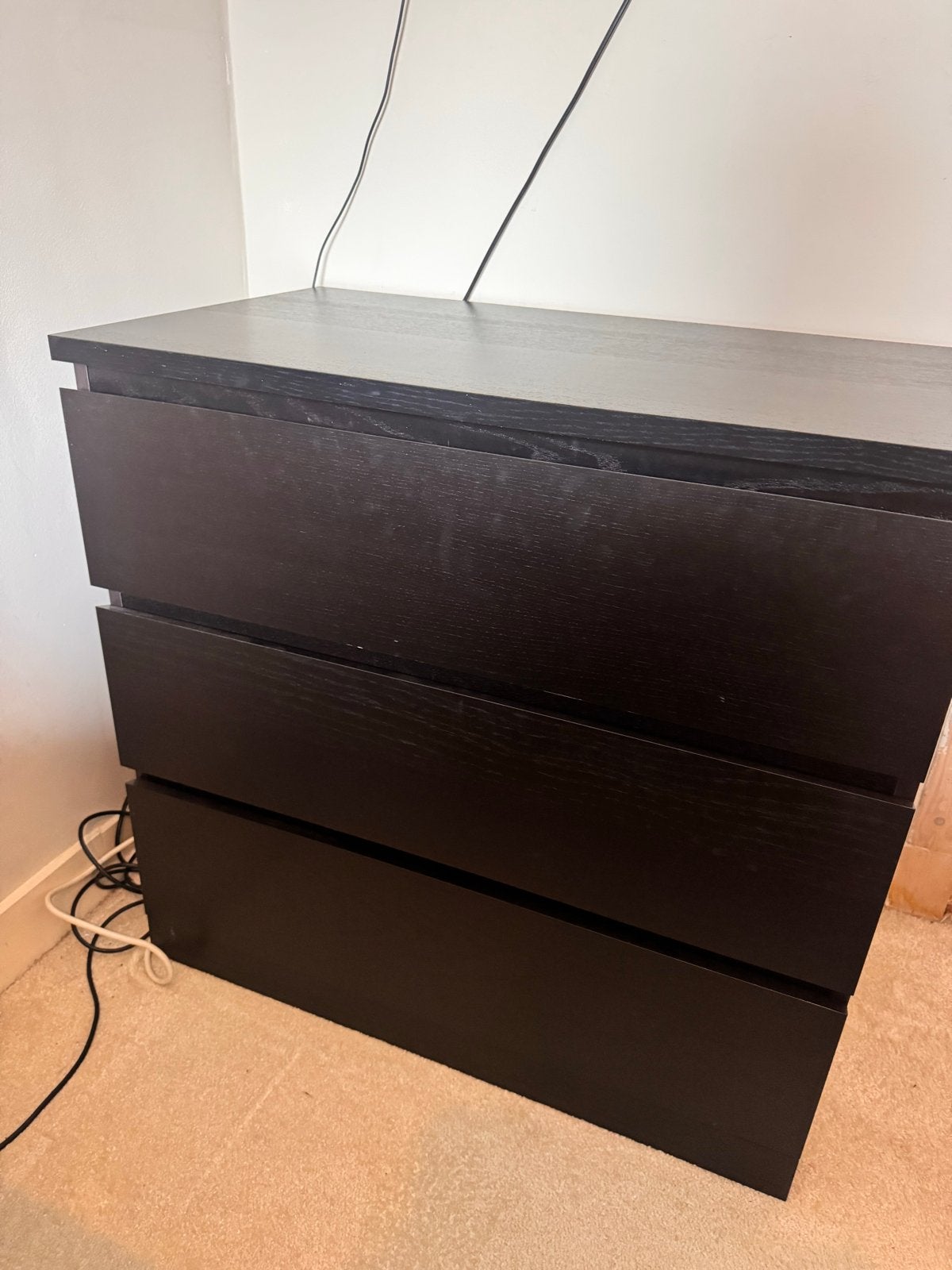 Zwarte ikea malm ladekast met 3 laden, Ophalen, Gebruikt, 3 of 4 laden, 25 tot 50 cm