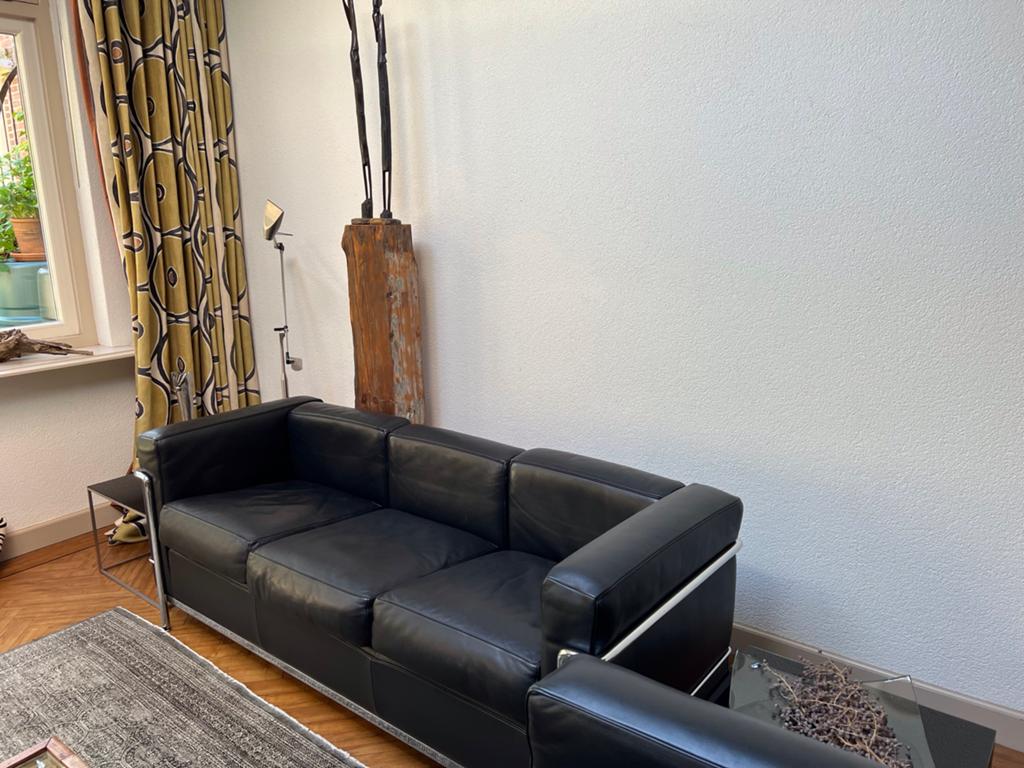 Cassina LC3 Driepersoonsbank Zwart Leer, Ophalen, Gebruikt, Driepersoons, Rechte bank