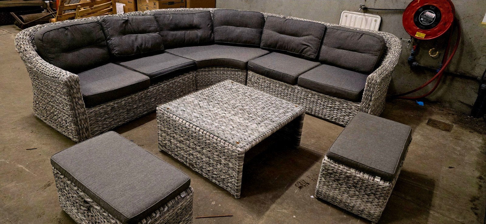 8 persoons  loungeset, Ophalen, Loungeset, Wicker, Bank