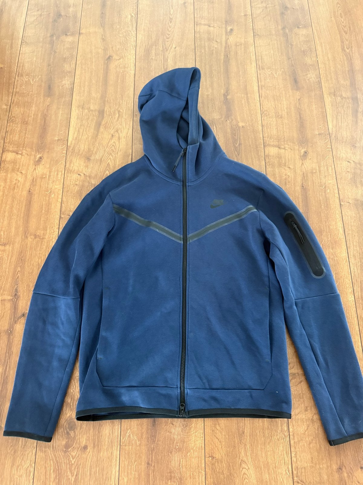 Nike Tech Fleece Hoodie Maat M - Blauw, Ophalen of Verzenden, Gedragen, Maat 48/50 (M), Blauw