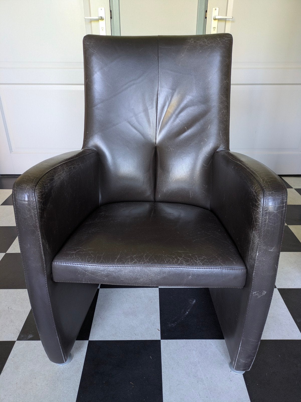 Leolux leren fauteuil - Comfortabel en stijlvol, Ophalen, Gebruikt, 75 tot 100 cm, Modern