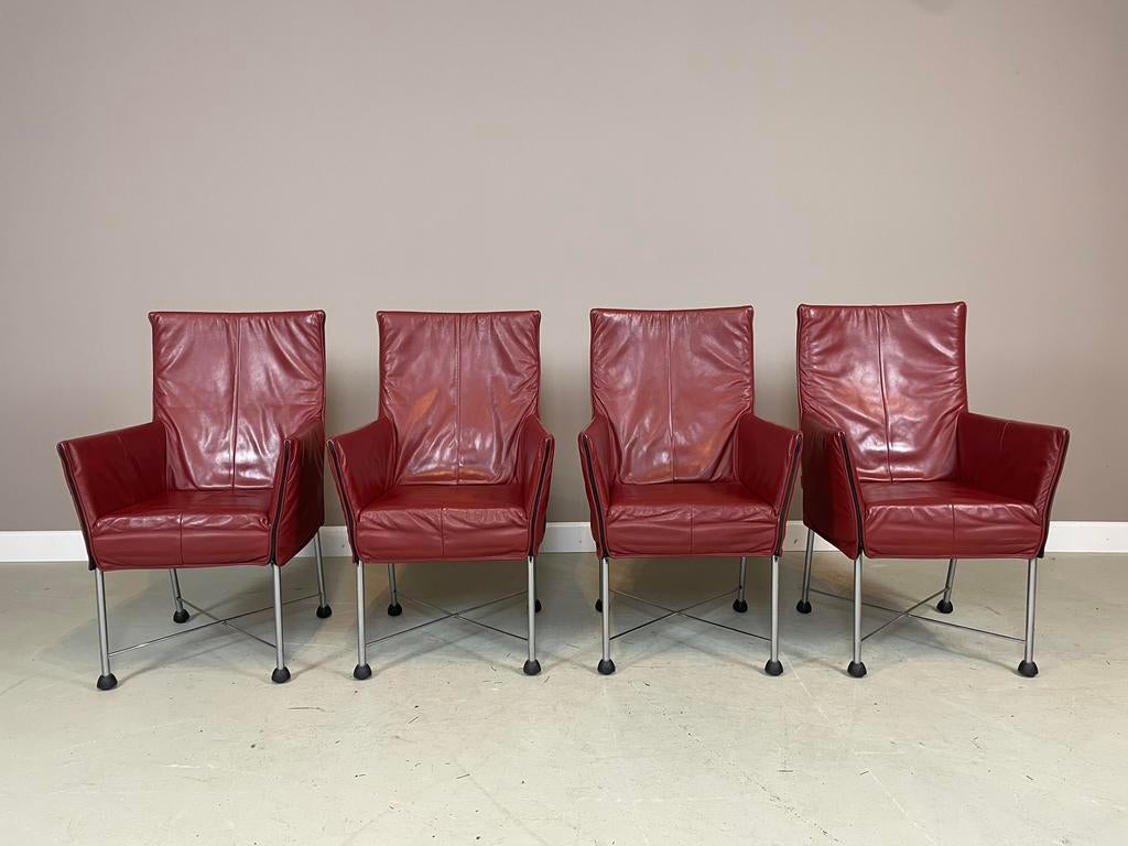4 Montis Chaplin stoelen Gerard van den Berg I.Z.G.S., Ophalen, Gebruikt, Vier, Leer