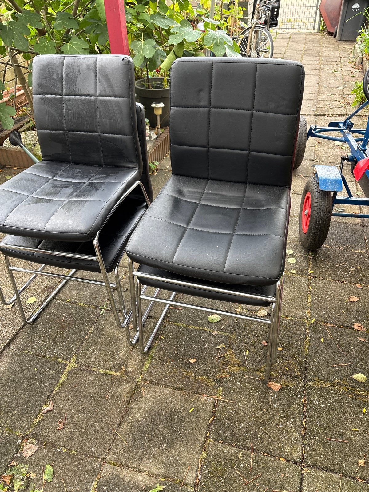 Set van 4 zwarte eetkamerstoelen, Ophalen, Gebruikt, Zwart, Vier