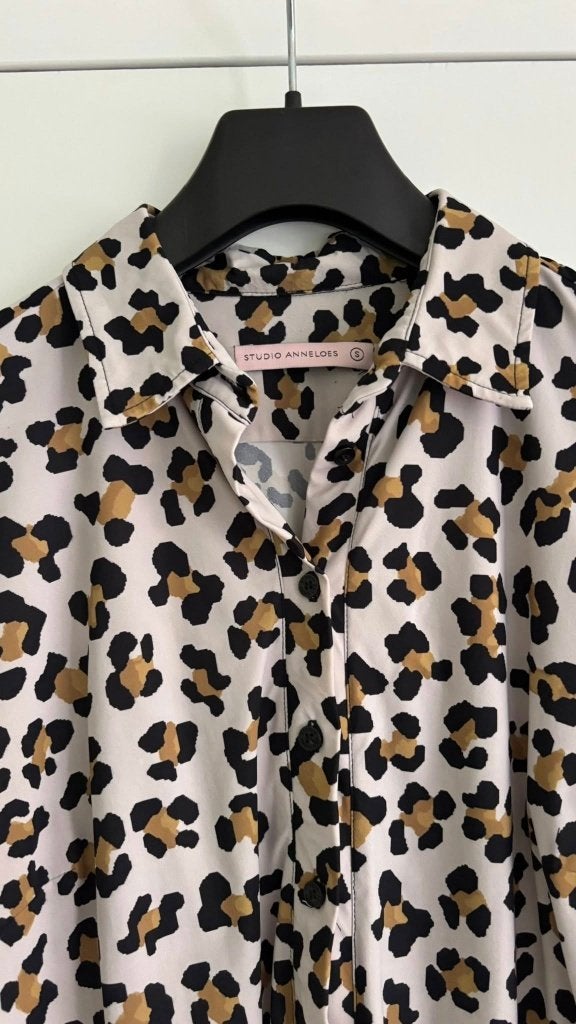 Poppy leopard blouse Studio Anneloes 36 S travelstof, Studio Anneloes, Bruin, Ophalen of Verzenden, Zo goed als nieuw