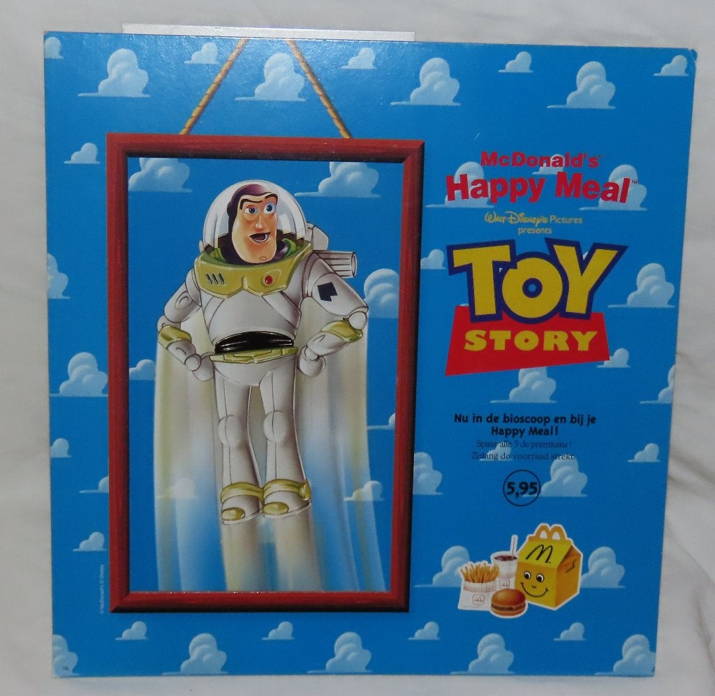 Vintage mcDonalds kartonnen restaurant reclame TOY STORY, Verzenden, Zo goed als nieuw