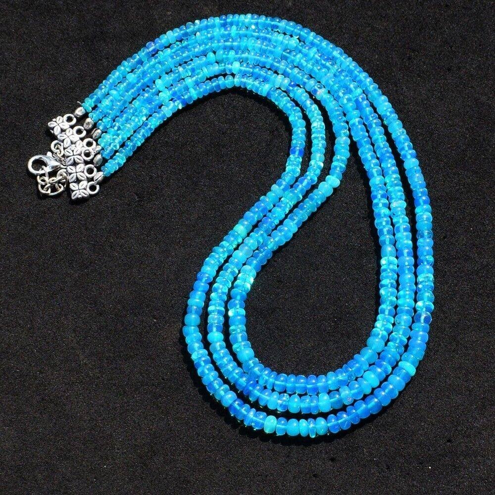 ketting 3 snoeren met 121 karaat Ethiopische Opaal bijzonder, Blauw, Nieuw, Ophalen of Verzenden, Steen of Mineraal