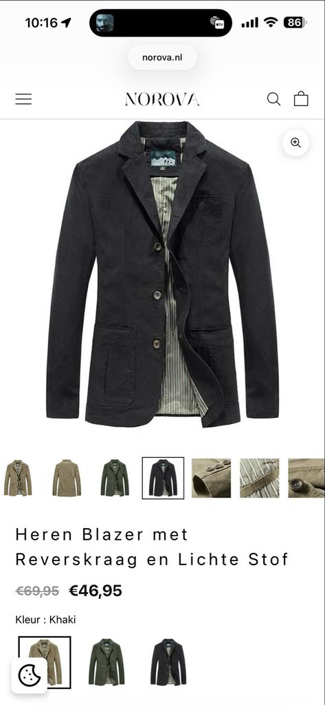 Heren Colbert met Reverskraag en Lichte Stof - zwart, Kleding | Heren, Kostuums en Colberts, Ophalen of Verzenden, Nieuw, Maat 48/50 (M)