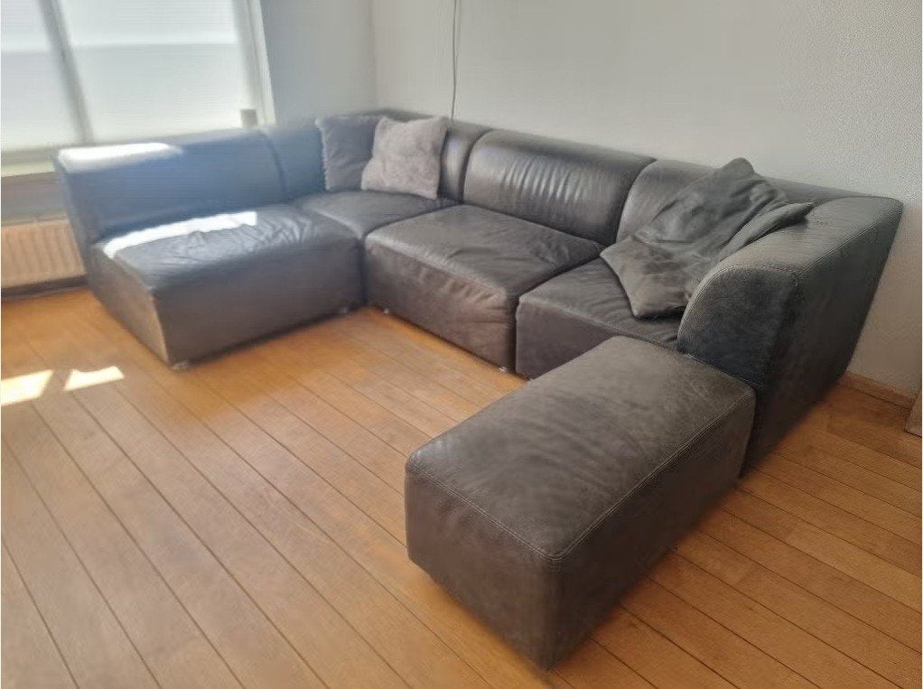 GRATIS leren bankstel – 5-delig – MOET VANDAAG WEG!, Ophalen, 250 tot 300 cm, Gebruikt, Hoekbank