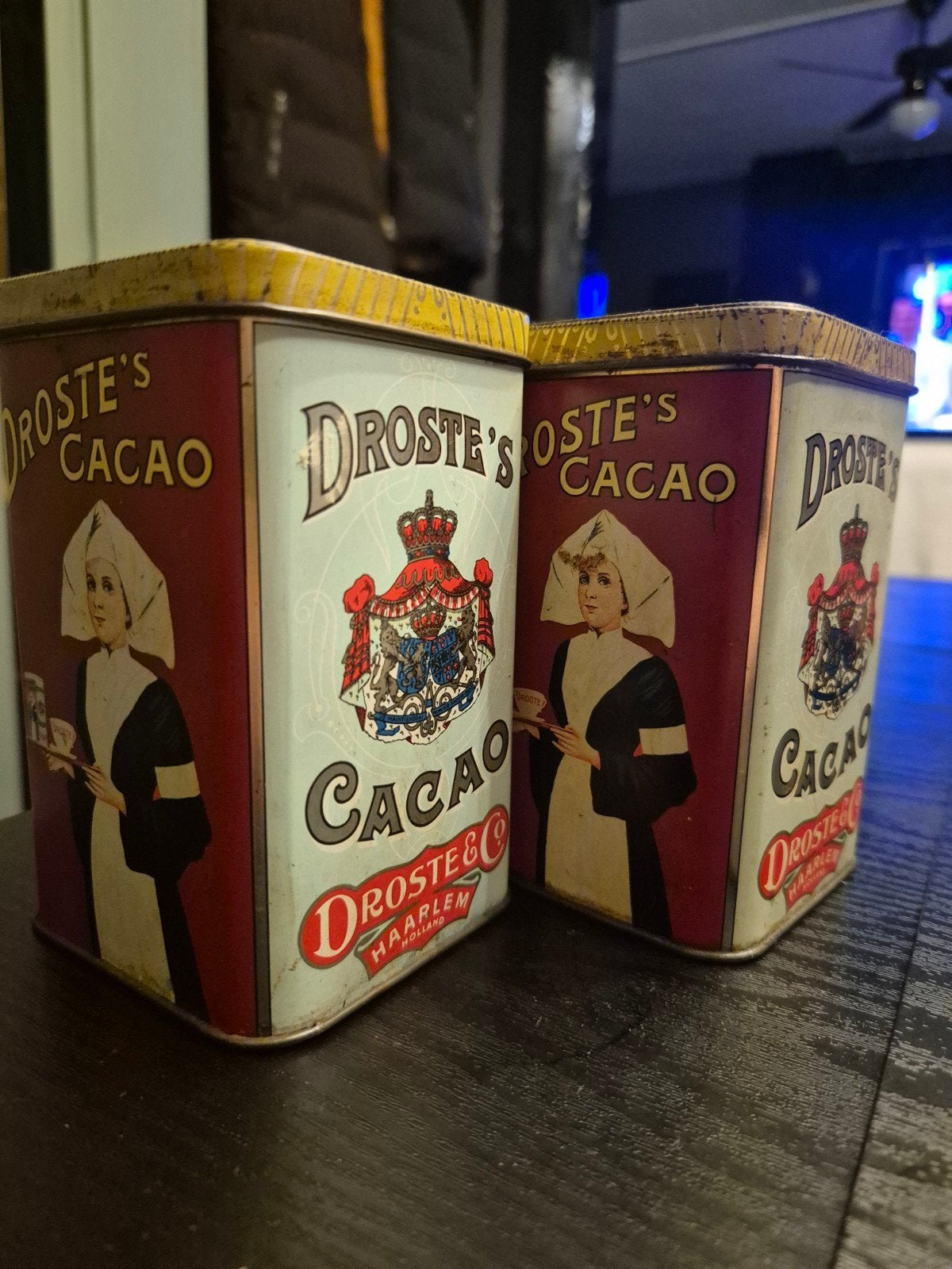 Set van 2 Vintage Droste Cacao Blikken - Haarlem Holland, Ophalen of Verzenden