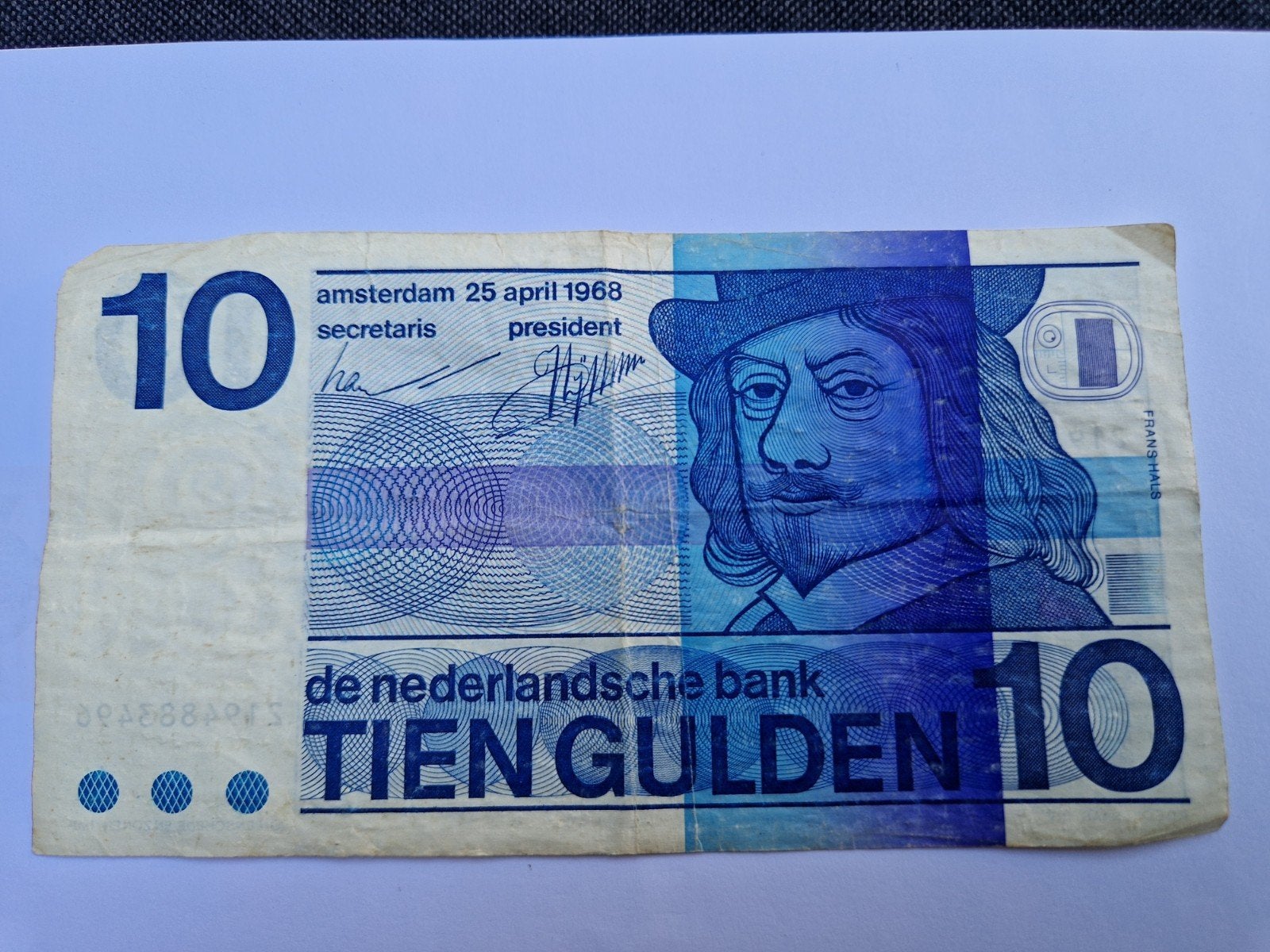 Nederlands 10 Gulden biljet 1968 - Frans Hals, Ophalen of Verzenden, 10 gulden, Los biljet