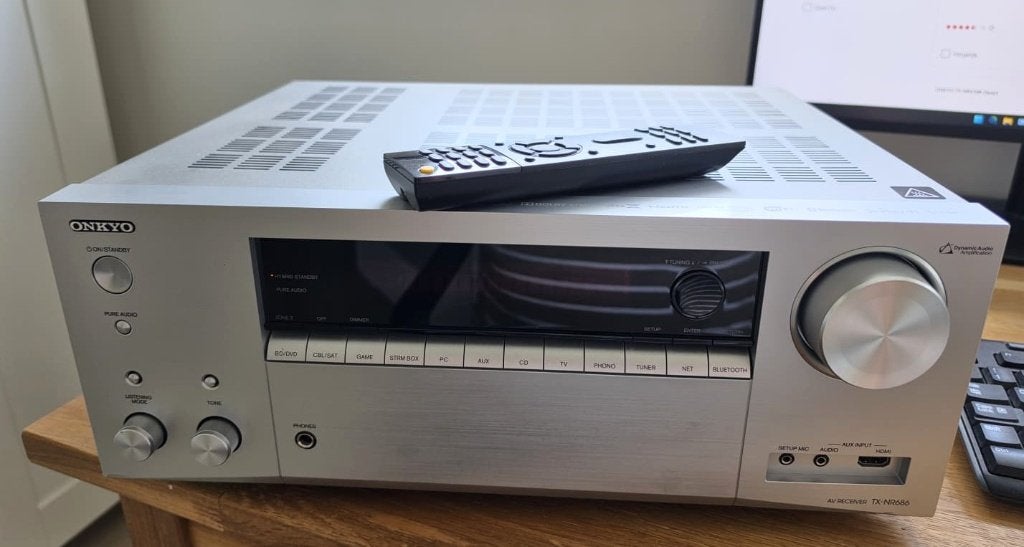 Onkyo TX-NR686 AV Receiver - Zilver, Ophalen, Zo goed als nieuw, 120 watt of meer, Onkyo