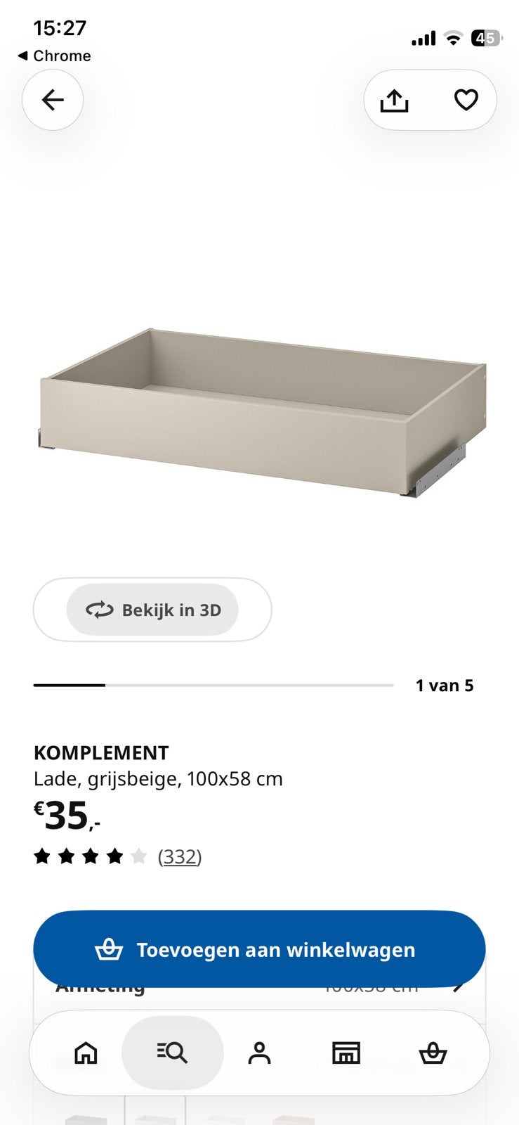 Ikea Komplement 6 lades, Ophalen, 50 tot 100 cm, Zo goed als nieuw, Minder dan 100 cm