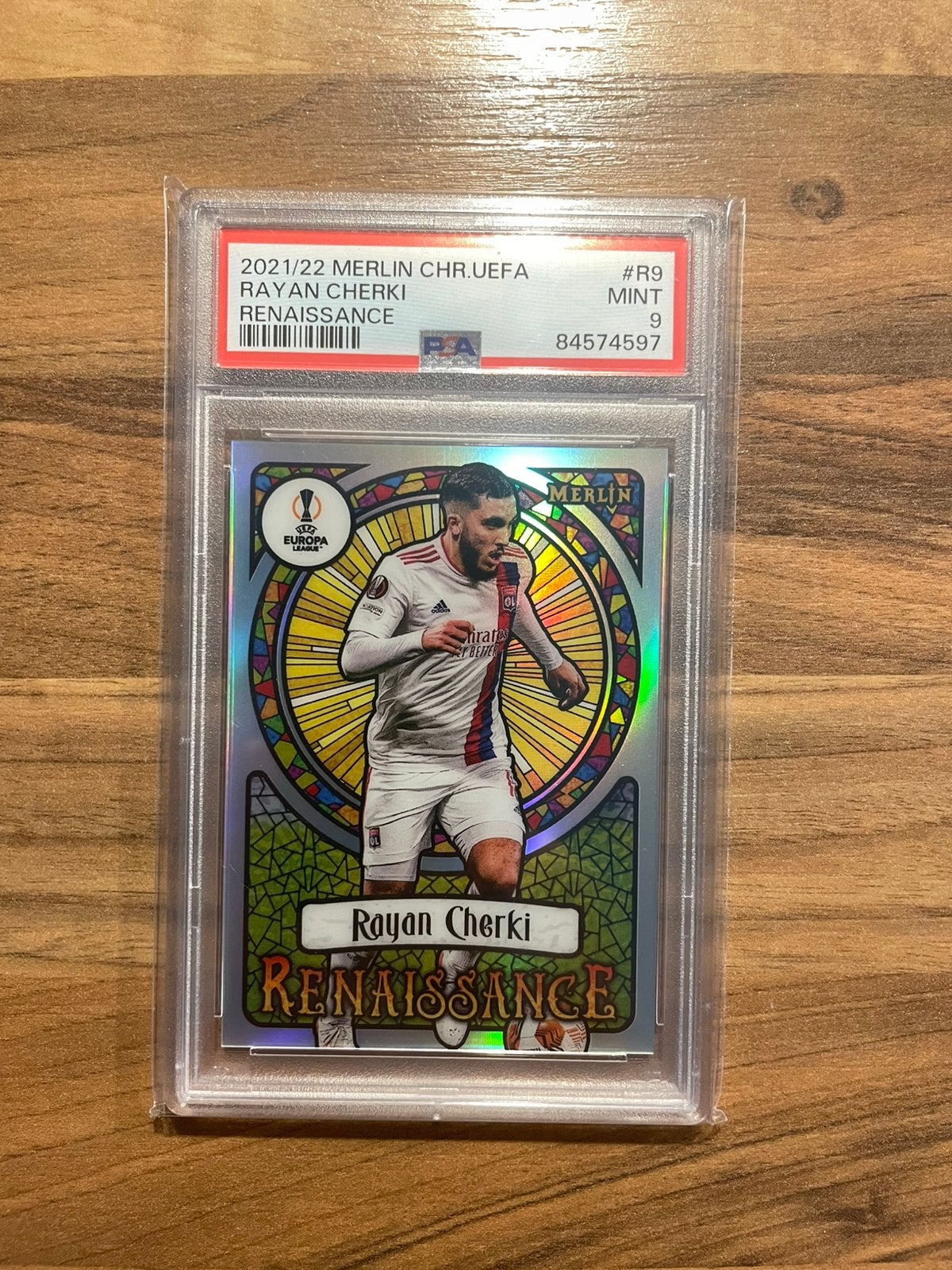 2021-22 Topps Merlin - Rayan Cherki Renaissance Rookie #R-9, Ophalen of Verzenden, Zo goed als nieuw, Losse kaart, Foil